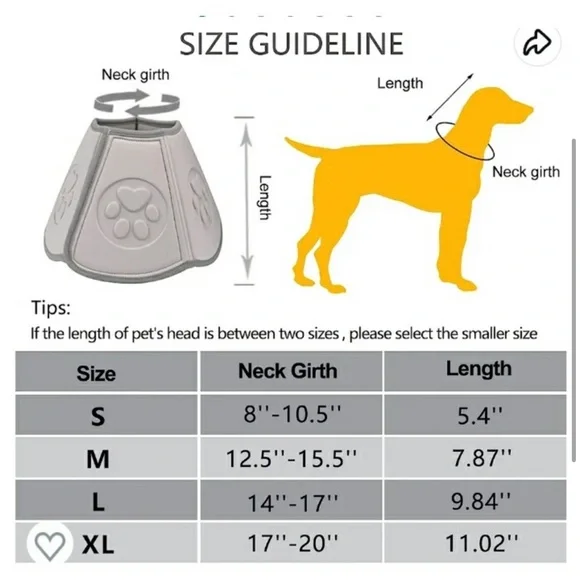 NWT Unopened Banooo soft Pet recovery cone Dog recovery cone Size Large Yellow - Picture 6 of 13